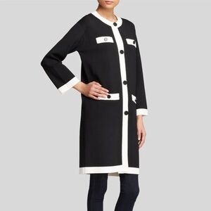 RARE KATE SPADE Head In The Clouds Black & Off White Knit Coat Size Medium